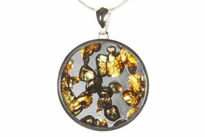 Sericho Pallasite Round Meteorite Pendant - Kenya #336122